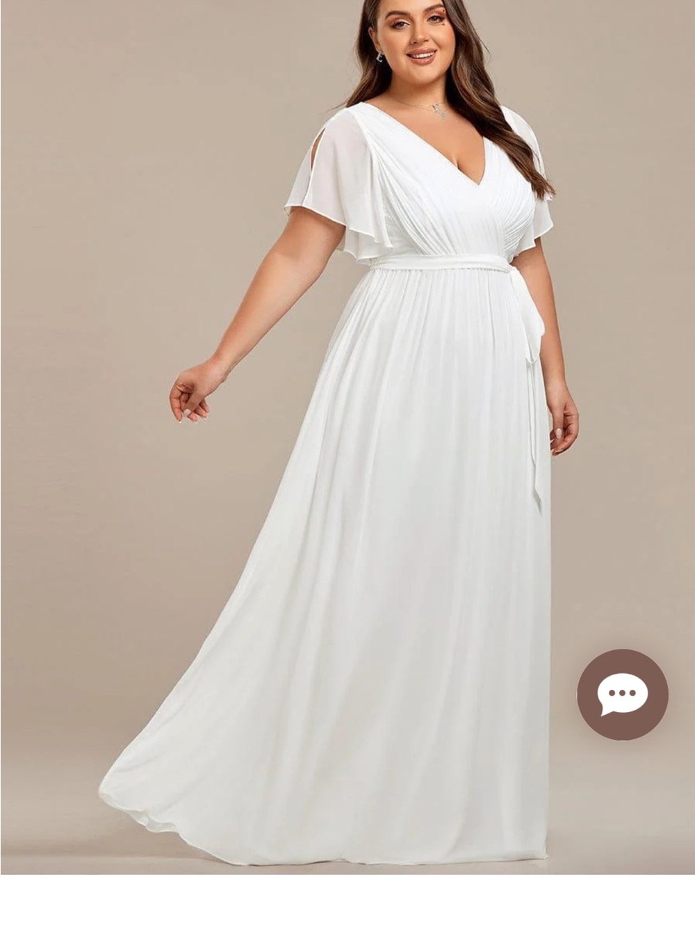 Ever Pretty Ivory Pleated V-Neck Maxi Dress Size 24/4XL